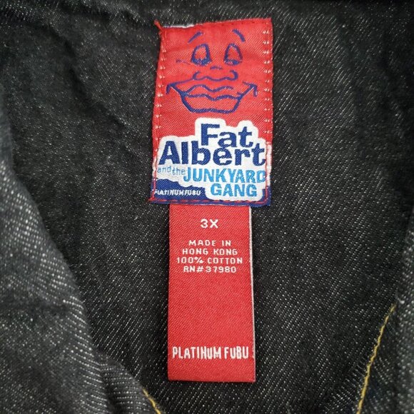 Platinum Fubu Mens Fat Albert Junkyard Gang Black Denim Jean Jacket Size 3X - Picture 6 of 11